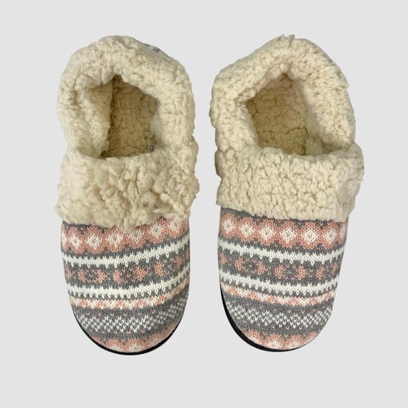 Chunky Teddy Pink Gray Winter Snow Norwegian Style Soft Slippers US 10 - Picture 1 of 8